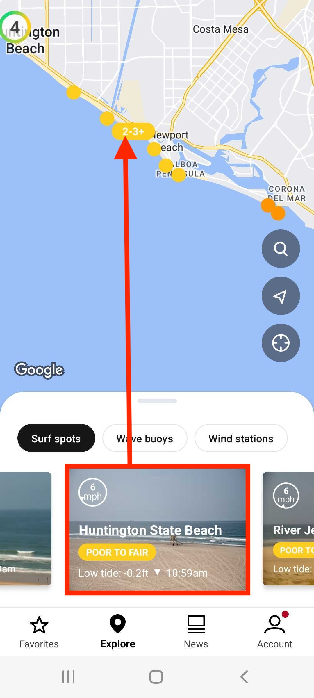 How do I find a surf spot in the Surfline Android app? – Surfline ...