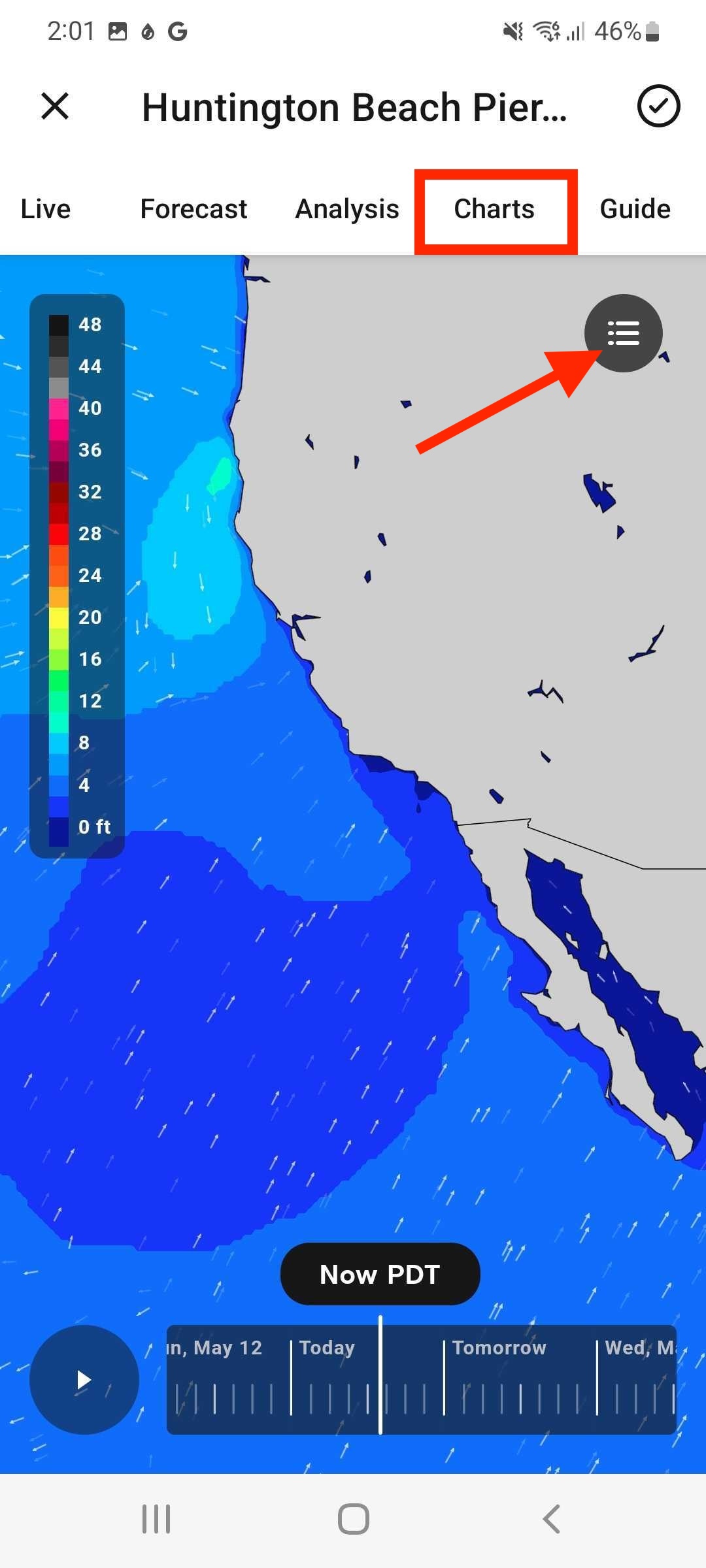 Where are the swell and wind charts on the Surfline Android app ...